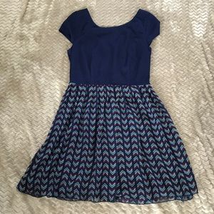 Speechless Dress Navy Chevron Striped
